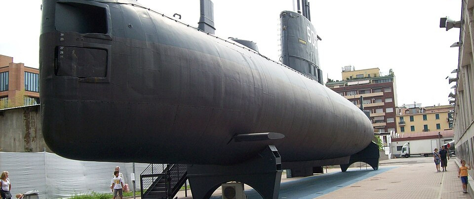 A submarine in the city